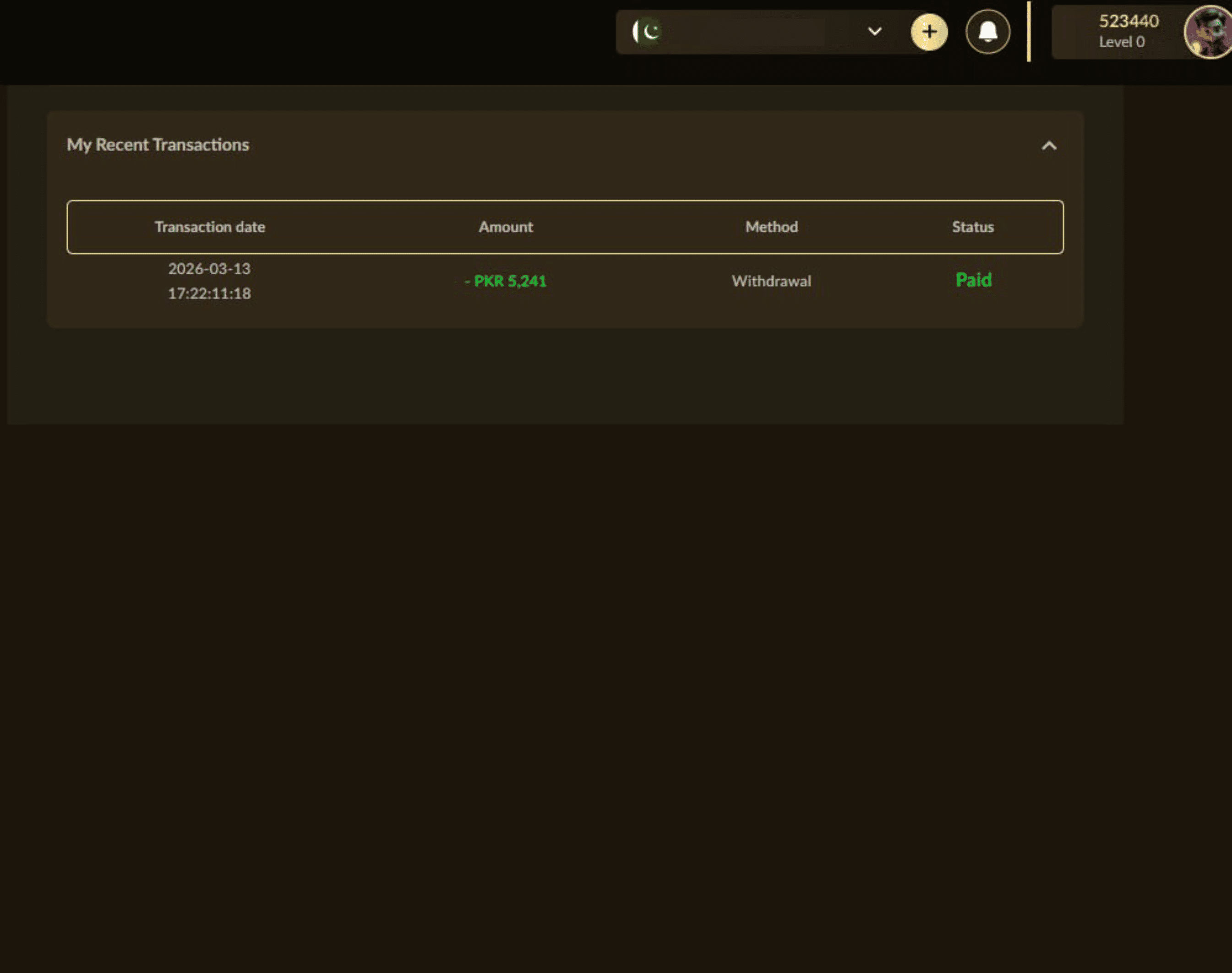 Crown88 Pakistan Player Withdrawal Proof
